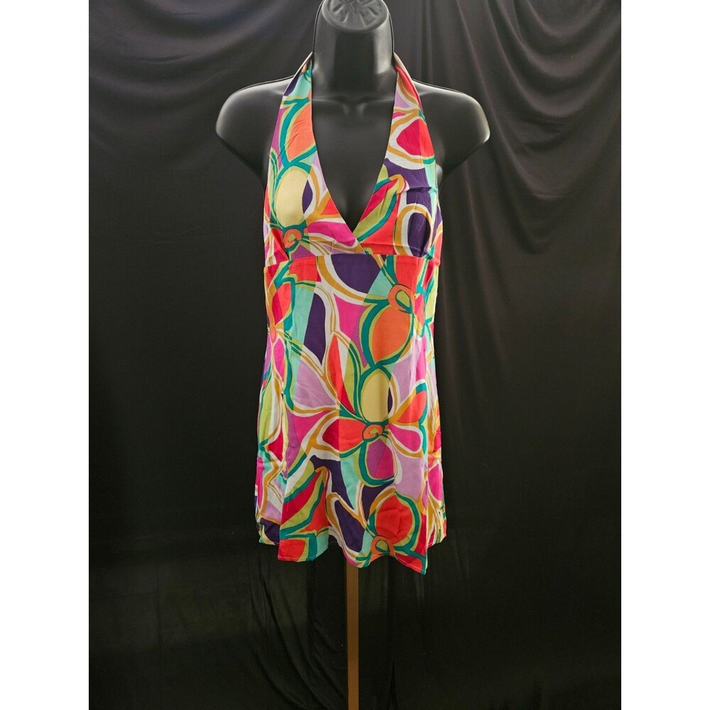 WOMEN'S RESORT WEAR SKY TO MOON SIZE L MULTI COLOR HALTER DRESS NWT